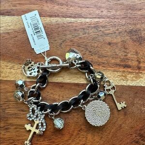 Silver and Black Charm Bracelet